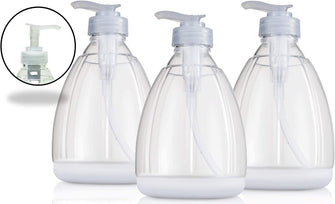 Plastic Bottles With Pump - 13 Oz Clear Bottle And Pump Great For Shampoo Lotions Or Liquids, BPA Free Leak Proof With Lockdown Pump - Pack Of 3