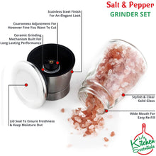 Deluxe Salt & Pepper Grinder With Stand | Peppermill - Dual Spice Mill Set With Adjustable Coarseness | Stainless Steel Seasoning Dispenser | Easy Refill Small