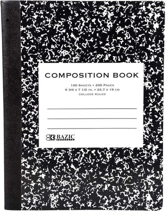 BAZIC C/R 100 Ct. Premium Black Marble Composition Book