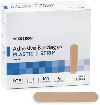 McKesson Medi Pak Performance Bandage Sheer Strip 3/4X3 Latex Free - Box of 100 - Model 16-4823 by McKesson
