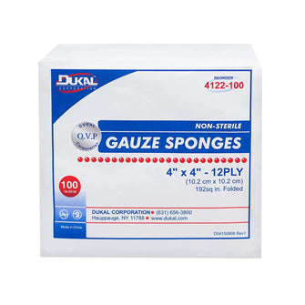 Dukal Gauze Sponge, 12-Ply, Non Sterile, 4" x 4" (Pack of 2000)