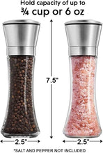 High Quality Salt And Pepper Grinder Set - Refillable Stainless Steel Shakers With Adjustable Coarse Mills - For Your Favorite Spices, Fresh Ground Pepper, Himalayan Or Sea Salts