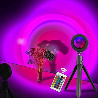 healthustoy Bedroom USB Sunset Lamp - Sun Rainbow Lamp - Night Light Projector Led Lamp - 360 Degree Rotation & Floor Stand - RGB Style - Romantic Sunset Lamp - Bedroom & Wall Decoration - Easy to Use