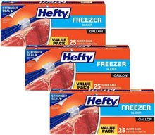 Hefty Freezer Slider Bags, Gallon 25ct. (Pack of 6)