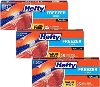 Hefty Freezer Slider Bags, Gallon 25ct. (Pack of 6)