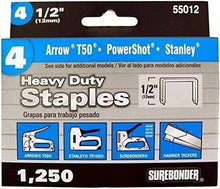 ChatAngle(TM) Surebonder 55012 Heavy Duty 1/2-Inch Length Staples Arrow T50 Type 1250 Count