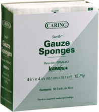 Caring Woven Gauze Sponges, 4 x 4, Sterile, 12-Ply, 1200/Carton