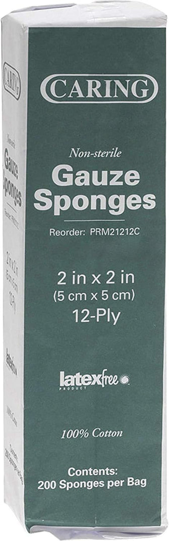 Medline - Gauze Sponges, Nonsterile, 2"x2",12 Ply, 200/BX, White, Sold as 1 Box, MIIPRM21212C